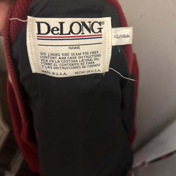 DeLong 80’s Howard Varsity Jacket Red & Mustard Wool Leather - Picture 6 of 6